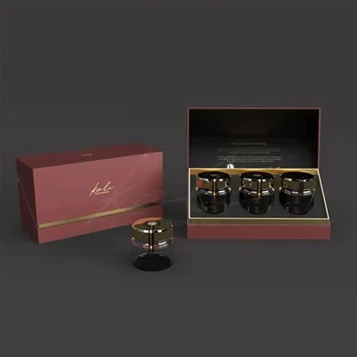 Logo-Druck Luxus-3-Flaschen-Hautpflege-Geschenkbox Kundenspezifisches leeres Glasgefäß mit Papierbox